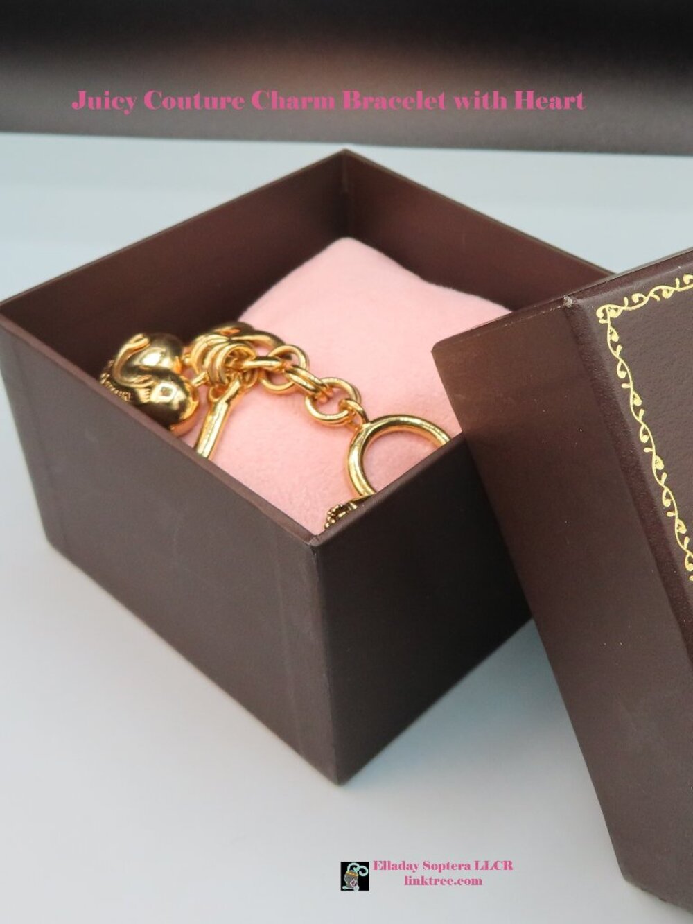 [SALE] Vintage Juicy Couture Gold Tone Charm Bracelet with Heart charm - Picture 3 of 5